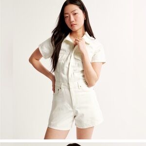 Abercrombie and Fitch White Denim Romper NWT